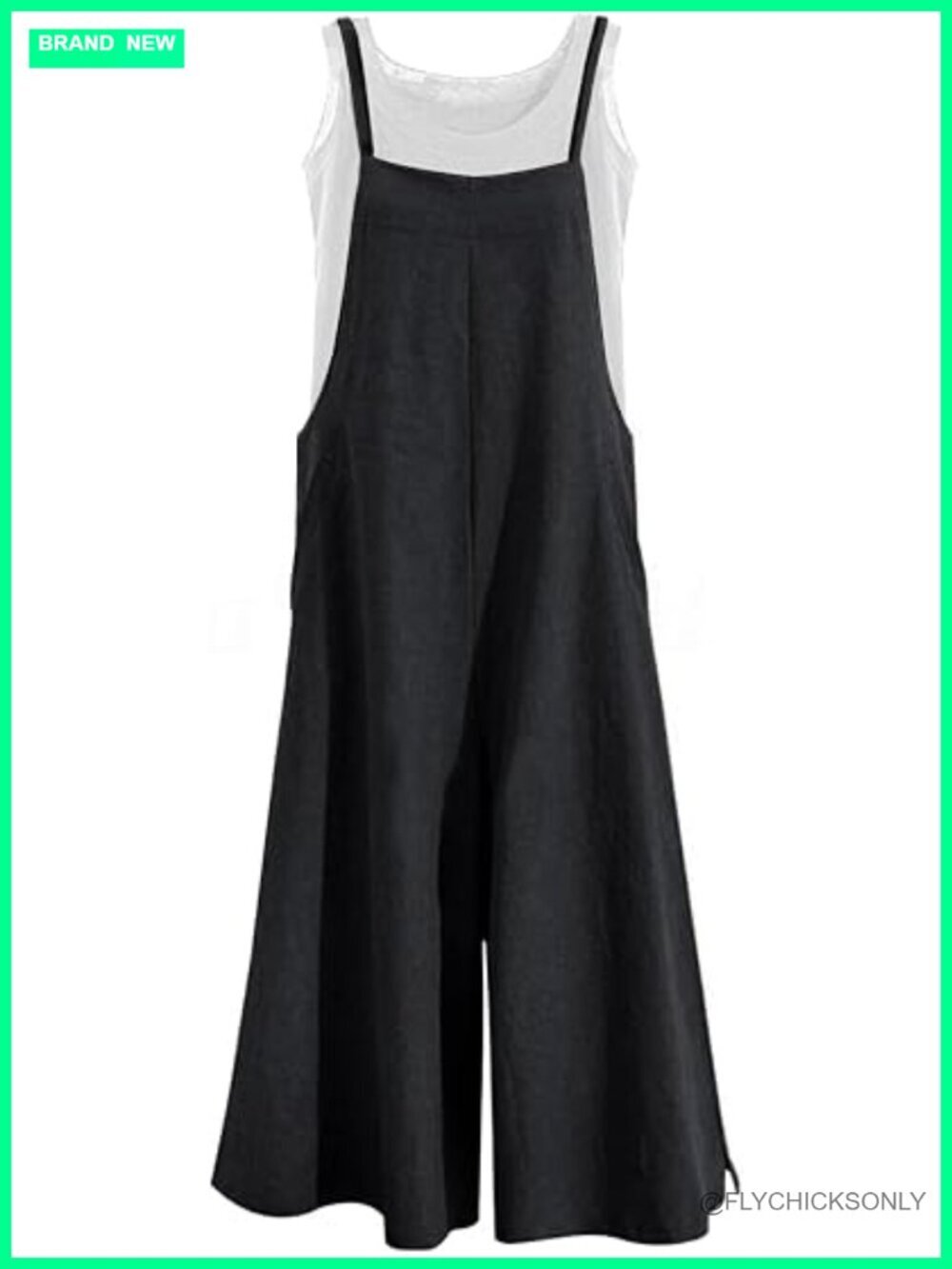 Cotton Wide Leg Baggy Jumpsuit Overalls with Pockets